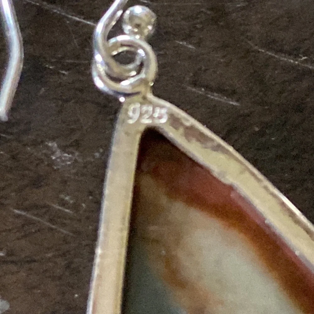 Imperial Jasper Sterling Silver Dangle pierced earrings - Picture 3 of 3